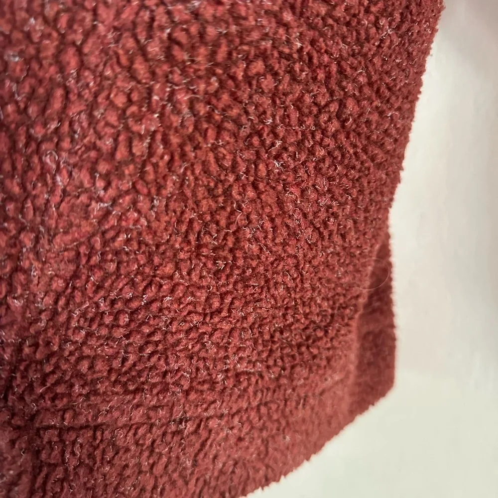 Vintage L.L.Bean Women Size S Sherpa Fleece Pullover Red Mock Neck 2000s Y2K - Picture 6 of 6